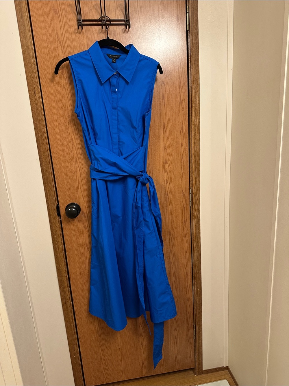 Banana Republic Factory Sleeveless Tie-Waist Shirt Dress - Blue
